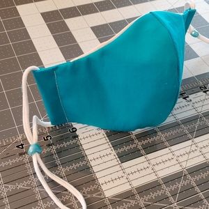 Shaped Turquoise Cotton Face Mask with Pocket